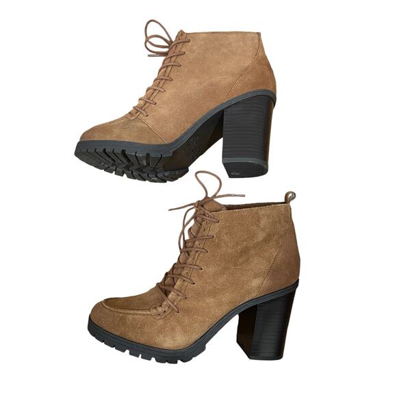 Circus by Sam Edelman Saddle Brown Suede Chunky Heel Bootie Size 8 - Picture 13 of 13